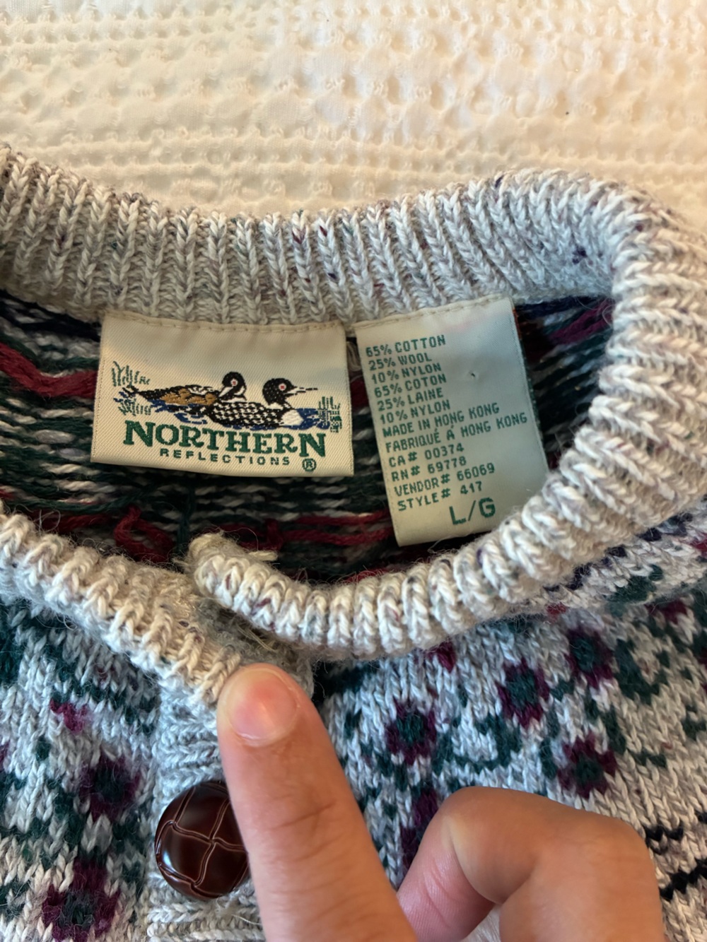 Vintage Northern Reflections Knit Sweater Cardigan Wool Cotton Cottage Core - Picture 5 of 9